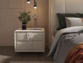 卡罗亚 现代简约 科技布 实木脚 米白色床头柜