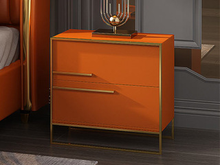  轻奢风格 扪布 橙色 左开门 床头柜