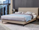 CBD 国际知名品牌 现代简约高档皮艺 进口天然云杉木柔软亲肤靠背皮艺床（1.5*2.0米）（此产品有短途物流费）