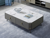 CBD 国际知名品牌 现代简约畅销百搭 百达翡丽亮光岩板台面 枪黑五金脚1.3米茶几（此产品有短途物流费）