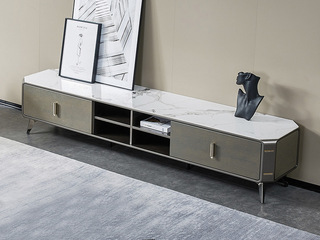  国际知名品牌 现代简约畅销百搭 百达翡丽亮光岩板台面 枪黑五金脚2米电视柜（此产品有短途物流费）