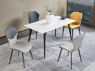  国际知名品牌 现代简约畅销百搭 宾利白亮光岩板台面1.4米餐台（此产品有短途物流费）