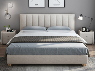  北欧风格 全拆洗 布艺双人床 舒适靠背 小尺寸小户型首选 结构坚固 1.5*2.0米大床 高箱床