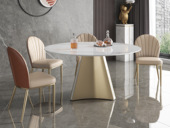 慕梵希 轻奢风格 防刮耐磨 鱼肚白亮光岩板+不锈钢底架 1.35米餐桌