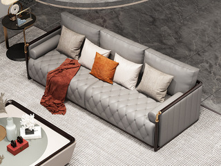  新中式 高端黑檀木 优质皮艺 舒适软靠 双人位沙发(下单请参考实拍)
