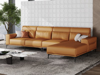 歌迪 极简风格 防水防污 健康环保 科技布 实木框架 羽绒填充柔软靠包 艾玛仕橙 1+3+左贵妃转角沙发