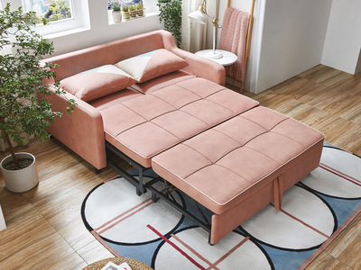   现代简约沙发床 可拆洗绒布+实木框架+高密度海绵 客厅布艺   双人位沙发（腰枕花色随机发货）