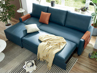   现代简约沙发床 科技布+实木框架+高密度海绵 客厅布艺   3+右贵妃转角沙发（抱枕花色随机发货）