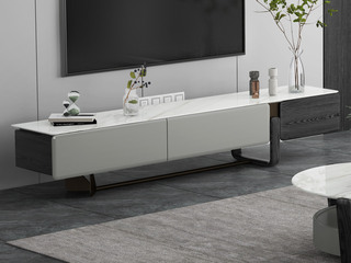 极简风格 优质白蜡木+高亮烤漆 防刮耐磨大理石台面 2.2米 电视柜