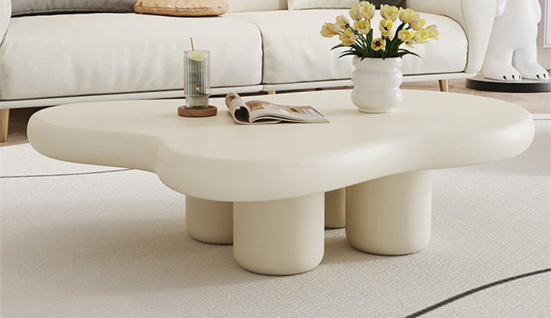 iLoven 意乐威 现代简约 奶油风 环保烤漆工艺 耐刮耐磨 治愈系奶油白色 1.2米 云朵茶几