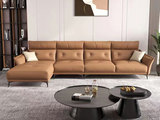 诺美帝斯 客厅意式极简 高定头层黄牛皮 真皮沙发 极致触感 纹理清晰 蓬松柔软羽绒靠包 实木框架 转角沙发 1+3+右贵妃