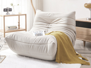  现代简约 毛毛虫懒人沙发 坐躺舒适 防污耐脏易清洁 硅胶皮+高密度海绵 奶油白 休闲椅