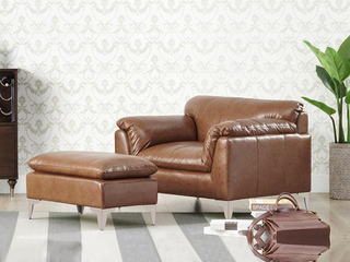  美克家居旗下品牌 格调先生 简美风格 优质头层牛皮 舒适座包 单人位沙发