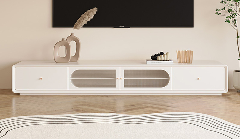 歌迪 现代简约 奶油风 钢琴烤漆工艺 大抽屉储物收纳 客厅高颜值落地款 2.0米 电视柜