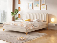 慕梵希 轻奢风格 奶油风 猫抓布+高密度海绵+实木框架 米白色 1.5*2.0米床（搭配10公分松木排骨架）