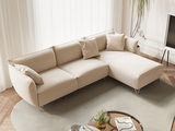歌迪 极简风格 防水防污 健康环保 科技布 45D高密度Q弹海绵 实木框架 布艺奶油风米黄色 3+左贵妃转角沙发