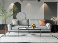 歌迪 现代极简 透气棉麻 羽绒内芯 45D高密度Q弹海绵 实木框架  小3人位直排沙发（图片为分体沙发 实物为整体沙发，下单前需确认电梯和楼梯尺寸）