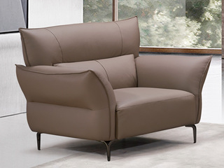  现代简约 优质皮艺+高密度回弹海棉+实木框架 卡其色 单人位沙发