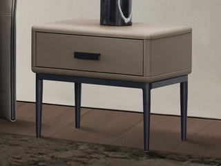  极简风格 优质PU皮+实木抽屉 时尚大气 单抽储物 床头柜