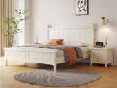 艺家 极简风格 东南亚进口橡胶木+杉木床板 荷花白 1.5*2.0米 板式床