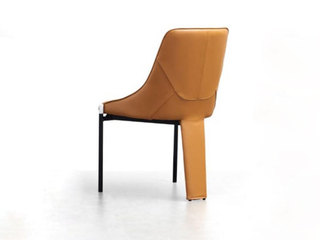  极简风格 优质超纤皮+高密度海绵+五金脚+天然大理石装饰 橙色 餐椅（大理石取材天然 纹理随机生成）