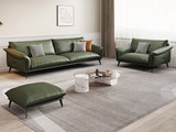 诺美帝斯 极简风格 透气舒适 柔韧细腻 仿真皮 高密度Q弹海绵 进口俄罗斯松木框架 墨绿色 组合沙发（单人位+三人位+脚踏）（三人位是整体沙发，下单前需确认电梯和楼梯尺寸）