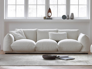  现代简约 面包沙发 极品泰迪绒+优质白鹅绒+45D高密度回弹海绵+松木框架 三人位沙发（图片是整体沙发，此配置为分体沙发）
