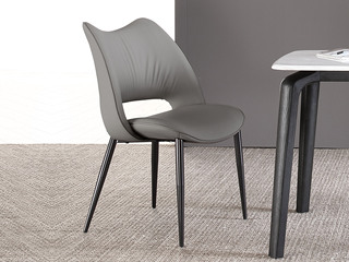  极简风格 超纤皮+五金架 米灰色 餐椅（单把价格 需双数购买 单数不发货）