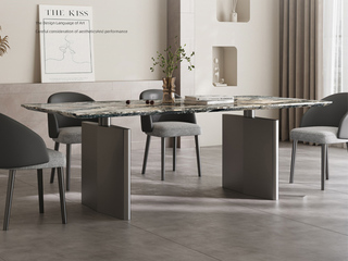  极简风格 防刮耐磨 大理石台面+不锈钢拉丝 1.8米 餐桌