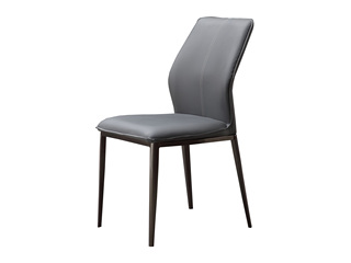  极简风格 皮艺+碳钢 深灰 餐椅 （单把价格 需双数购买 单数不发货）