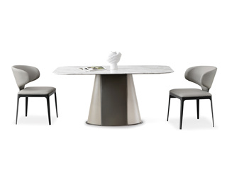  极简风格 大理石面+不锈钢底板 1.6米餐桌