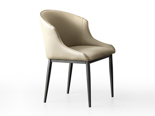  极简风格 皮艺+碳素钢脚架 米色 餐椅 （单把价格 需双数购买 单数不发货）