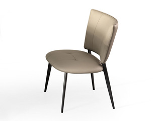  极简风格 皮艺+碳素钢脚架 米灰 餐椅 （单把价格 需双数购买 单数不发货）