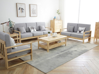  北欧风格 简约大气 百搭小清新 北欧时尚 小户型客厅全进口橡胶木家沙发双人位