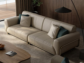 巴克洛 轻奢风格 真皮+实木+高密度海绵+不锈钢镀金 五人位沙发
