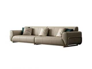  轻奢风格 仿真+实木+高密度海绵+不锈钢镀金 六人位沙发