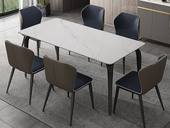 歌迪 现代简约 大象腿餐桌 哑光雪山石岩板面+黑色碳素钢底架 1.4米餐桌