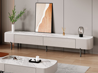  极简风格 亮光微晶石台面+烤漆工艺  2.0米电视柜