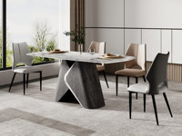 诺美帝斯 极简风格 设计师款大理石餐桌 防刮耐磨 榆木木皮 纹理细腻 1.6米 餐桌