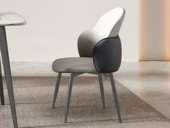 歌迪 极简风格 皮艺+海绵+碳素钢 深灰色 餐椅
