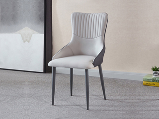  现代简约 优质皮艺+碳素钢脚架 米灰+灰色  餐椅 (单把价格 需双数购买 单数不发货)