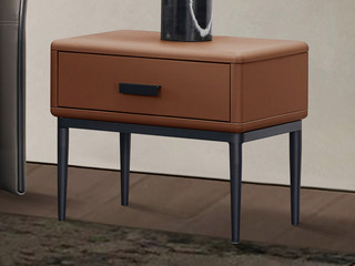  极简风格 优质PU皮+实木抽屉 时尚大气 单抽储物 床头柜
