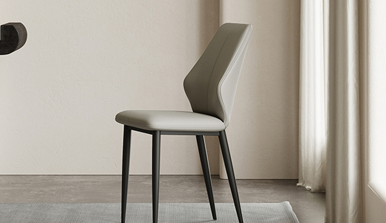 歌迪 极简风格 优质皮艺 高密度海绵 碳素钢架 灰白色 餐椅（单把价格 需双数购买 单数不发货）