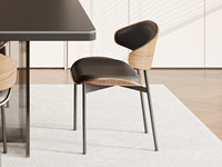 欧瑞仕 意式极简 伊姆斯椅 弧形靠背 优质皮艺 坚实稳固碳素钢脚 餐椅（单把价格 需双数购买 单数不发货）