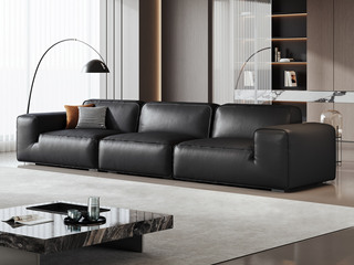  意式极简 大黑牛全真皮沙发 TOP级进口头层黄牛皮 意大利原版1:1复刻 高质感开边工艺立体大气 座包靠包扶手三面羽绒黄金配比填充 超宽坐深蓬盈饱满躺坐皆承托 软弹释压高密度海绵 直排四人位沙发