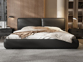 【现货】欧瑞仕 意式极简 大黑牛真皮床 进口头层黄牛皮 挺阔饱满双靠包 厚实软弹SPA级舒适靠感 落地矮脚软包安全呵护 内嵌防移位 1.5*2.0米真皮床（搭配10公分松木排骨架）