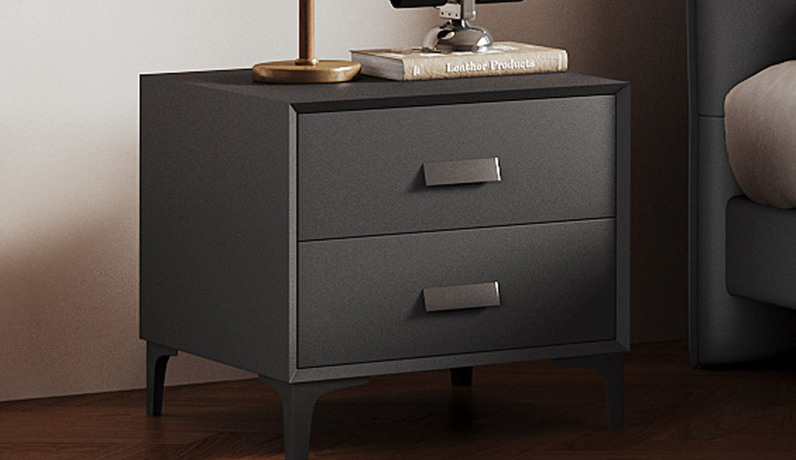 歌迪 极简风格 全实木柜体+松木抽屉 扪皮 床头柜