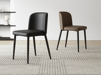 歌迪 极简风格 优质皮艺 高密度海绵 黑色 碳素钢架 餐椅（单把价格 需双数购买 单数不发货）