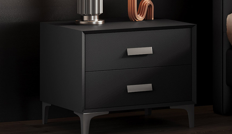 歌迪 极简风格 扪皮+全实木柜体 床头柜