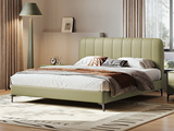 歌迪 极简风格 抗皱耐撕拉仿真皮 高密度高回弹海绵 俄罗斯进口落叶松实木框架 1.5*2.0米 米绿色 床（搭配10公分松木排骨架）
